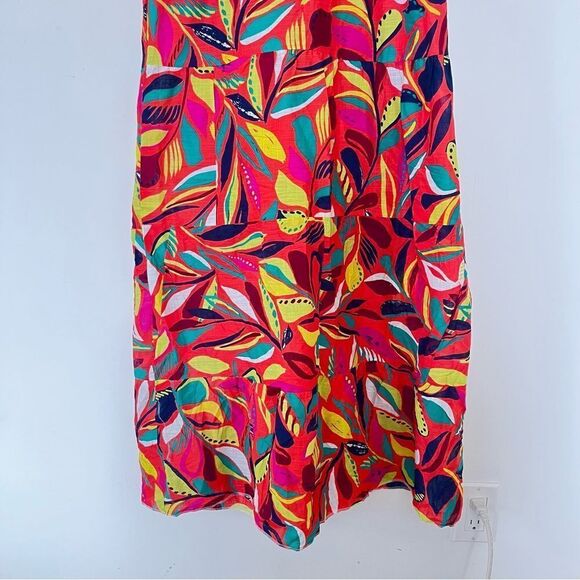 Vibrant Colourful Tropical Pattern White Crocheted Trim Maxi Dress - Picture 8 of 8